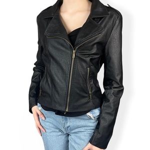 𝅺new Vegan Leather Moto Jacket Black